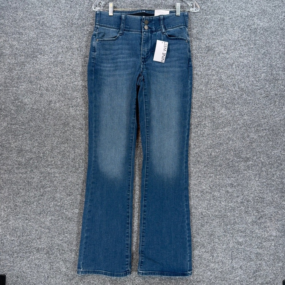 Nine West Bootcut Jeans Women 4 Blue Tummy Control Stretch Denim Casual NEW